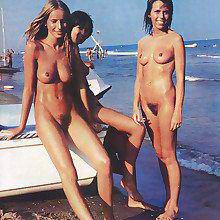 Off colour femmes are posing in ones birthday suit on seashore at all