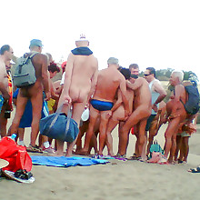  Stripped wives's tits, nipples, booty, body, pussy, legs, at plage at nudist photos.