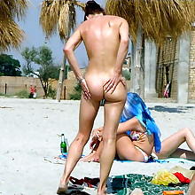  Graceful bare females's booty, nipples, pussy, breasts, on beach at nudist places..