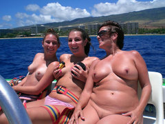 Bared full-grown column on their nudist boat -..