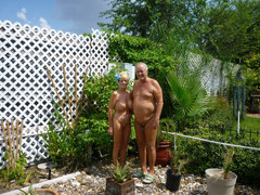 Nudist grandmas posing near..