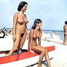 retro photos with amateurs on unconcealed beach at all