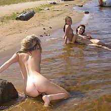 good looking exhibitionist teens enjoys nudist life at all