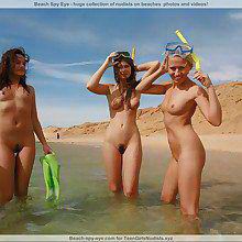 Downcast nudist women are exposing in the nude primarily strand at all