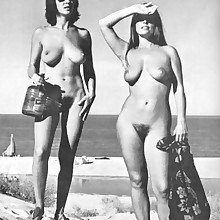 Vintage goodlooking bare femaless pubis boobs pussy on plage at all