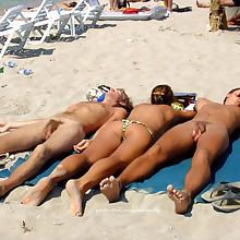  Winsome naked females's faces, fanny, legs, booty, pussy, boobs, at beach at nudist photography..