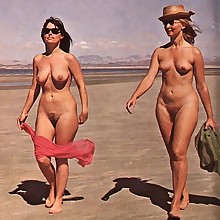  Retro cute bare wives's tits, legs, pussy, pubis, on beach nudist gallery..