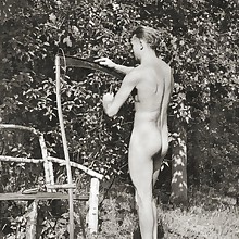  Vintage cute nude females's pussy, legs, booty, boobs, on sannd at nudist places!