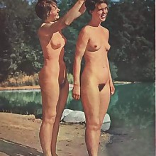  Retro vintage graceful nudist girls's booty, body, pussy,..