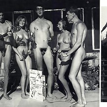  Retro vintage good-looking naturist amateur's tits,..