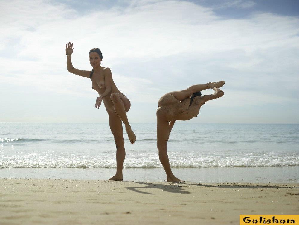 Nude Beaches Pics Naked stretching on the beach View 6